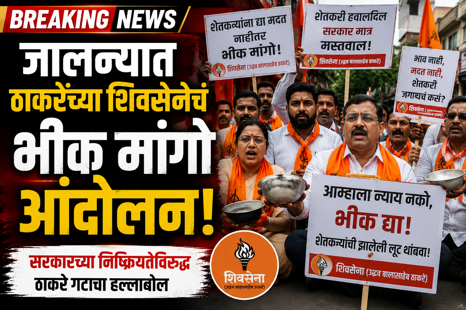 जालन्यात ठाकरेंच्या शिवसेनेचं 'भीक मांगो' आंदोलन | सरकारविरोधात जोरदार घोषणाबाजी | Breaking News