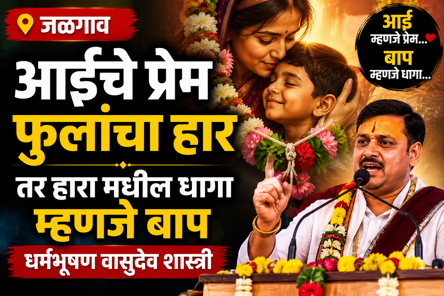 'आईचे प्रेम फुलांचा हार, तर हारातील धागा म्हणजे बाप' | धर्मभूषण वासुदेव शास्त्रींचे हृदयस्पर्शी विचार | जळगाव