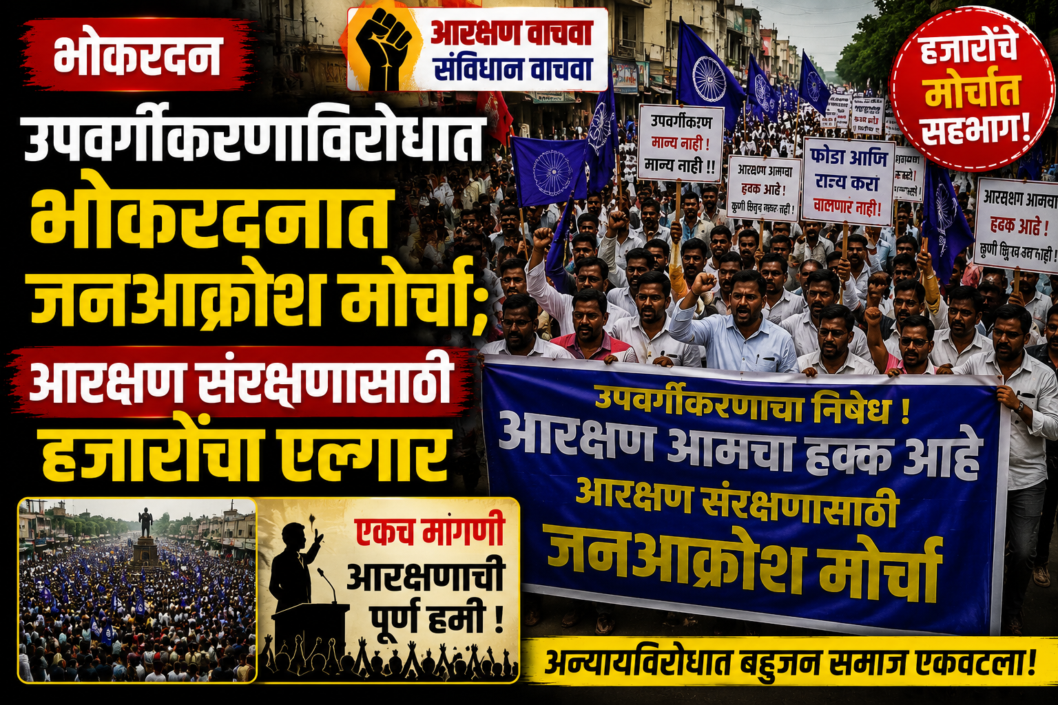 भोकरदनात उपवर्गीकरणाविरोधात जनआक्रोश मोर्चा! आरक्षण संरक्षणासाठी हजारोंचा एल्गार | Breaking News